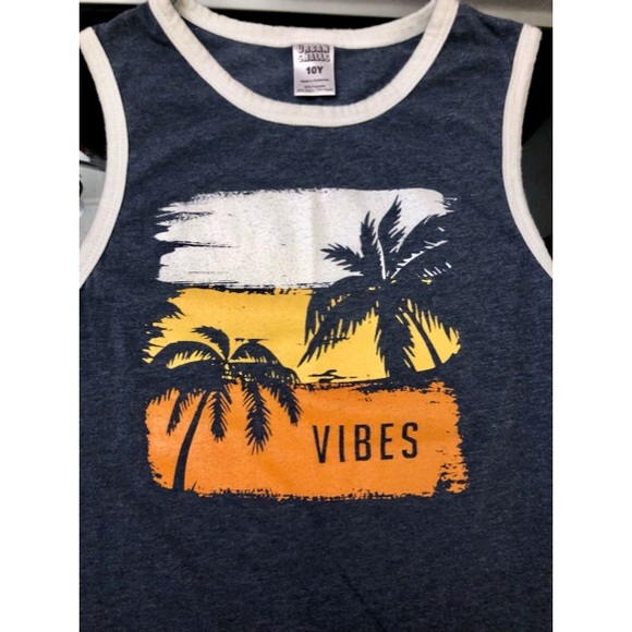 Boys Heather Navy ‘Vibes' Palm Trees Top, Sz. 10Y - Picture 4 of 8